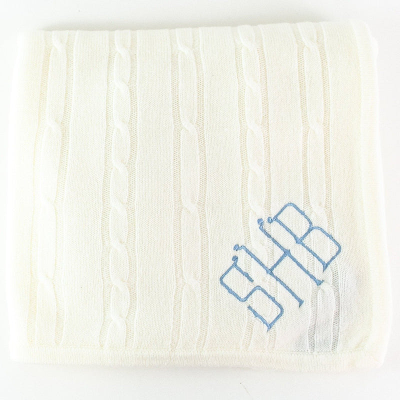 Cashmere-like Cable Knit Baby Blanket - Monogrammed - Cream