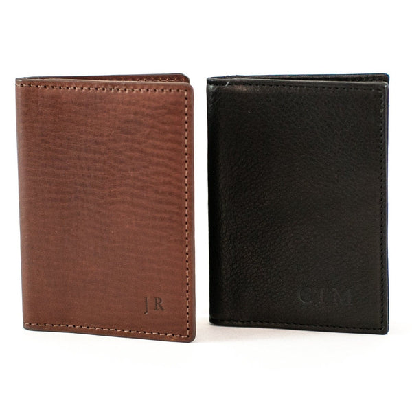 Vachetta Leather Card Case ID Holder - Brown and Black
