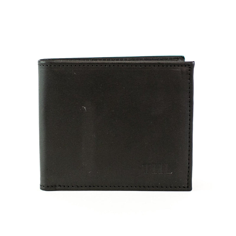 Vachetta Leather Bi-Fold Wallet - Black - with Monogram