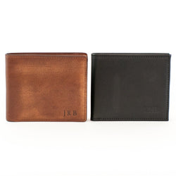 Black Leather Multiple Monogram Bifold Wallet