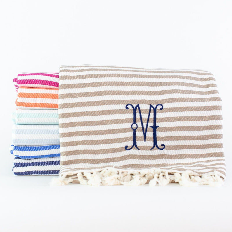 Candy Stripe Turkish Beach Towel - Assorted Colors - Monogrammed