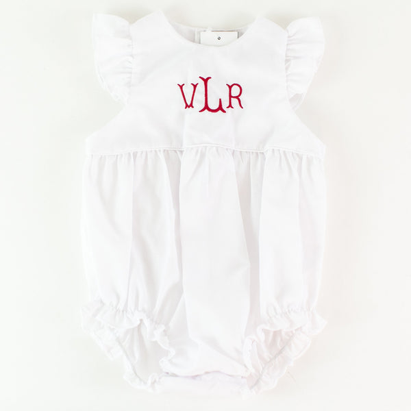 Monogrammed White Ruffle Bubble