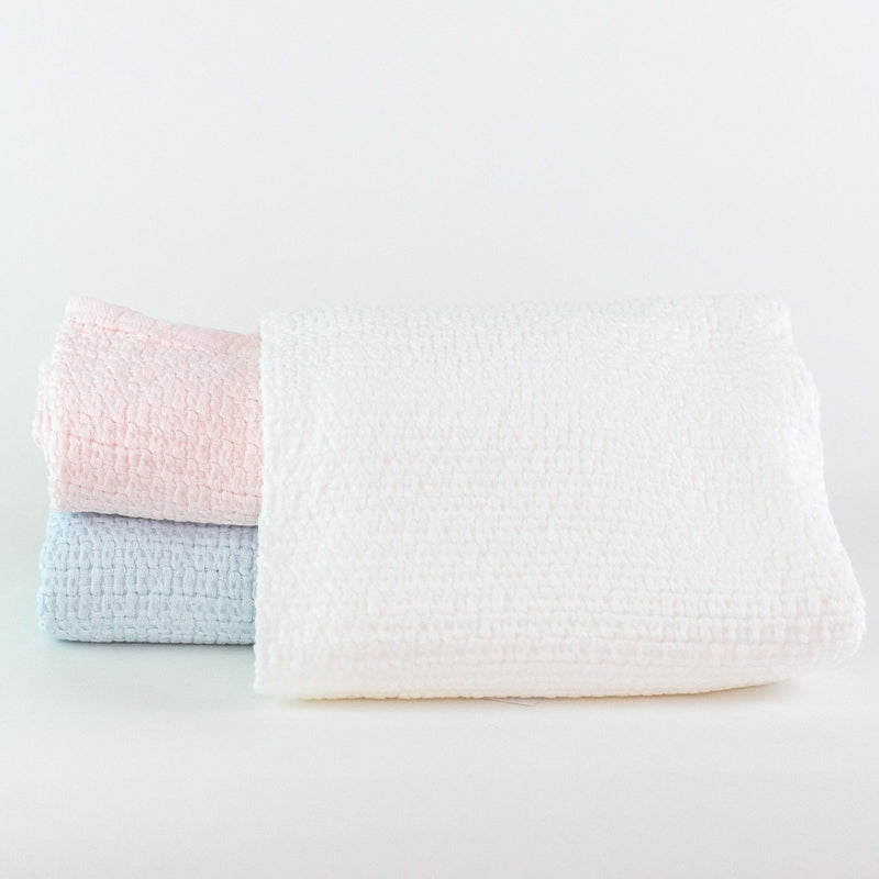 Monogrammed Basketweave Baby Blanket - Available in Pink, Blue, and White