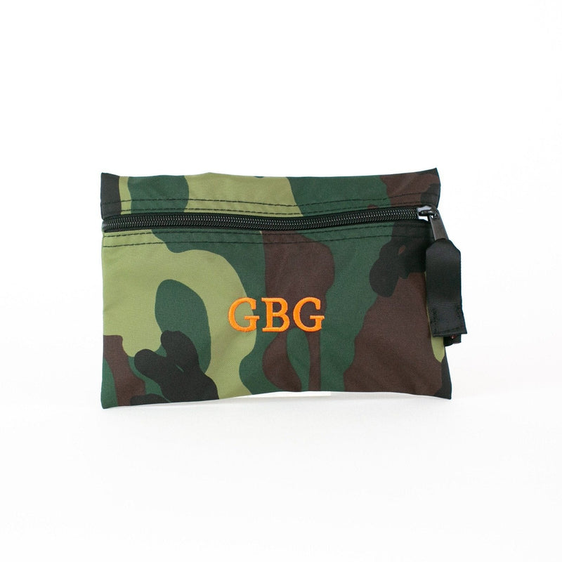 Personalized or Monogrammed Flat Zip Pouch - Camo