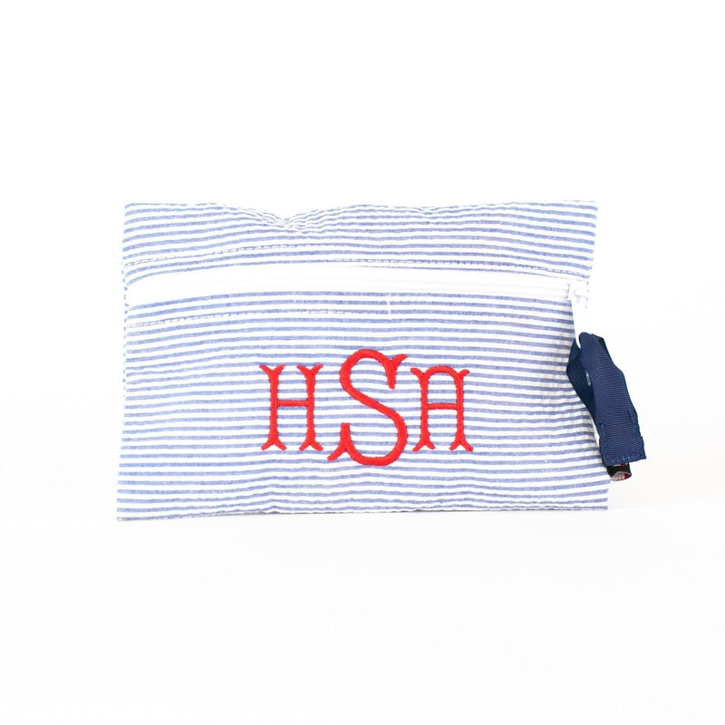 Personalized or Monogrammed Flat Zip Pouch - Navy