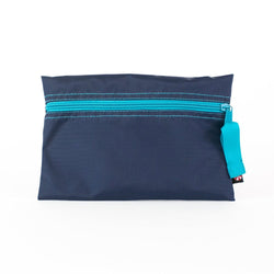  Monogrammed or Personalized Flat Zip Pouch - Navy & Aqua
