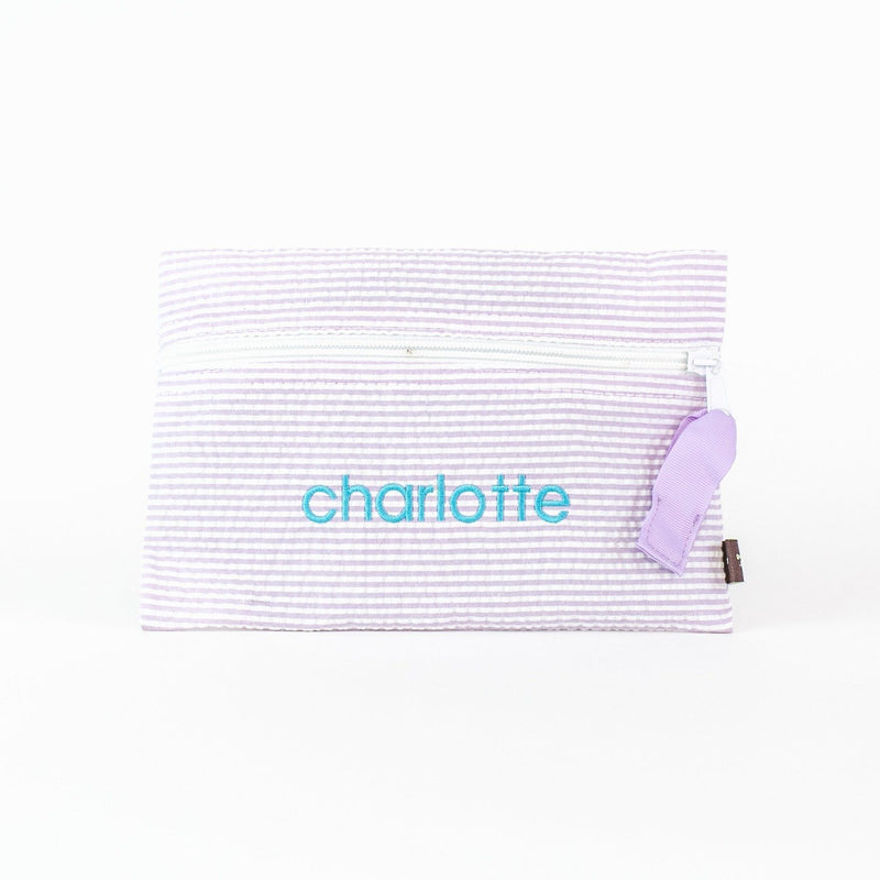Personalized or Monogrammed Flat Zip Pouch - Lilac