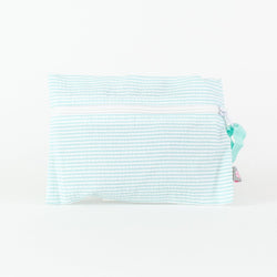  Monogrammed or Personalized Flat Zip Pouch - Mint Seersucker