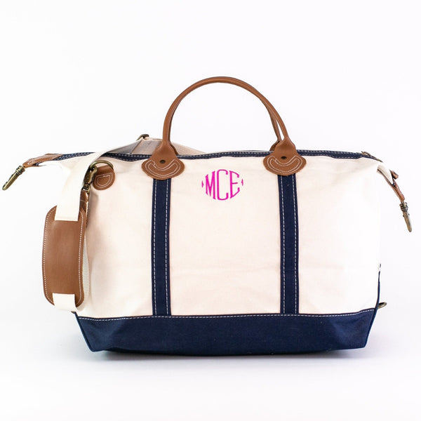 Canvas Weekender Duffel - Navy - Monogrammed