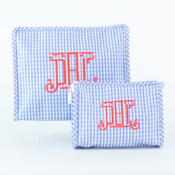 Light Blue Gingham Roadie Case - Monogrammed