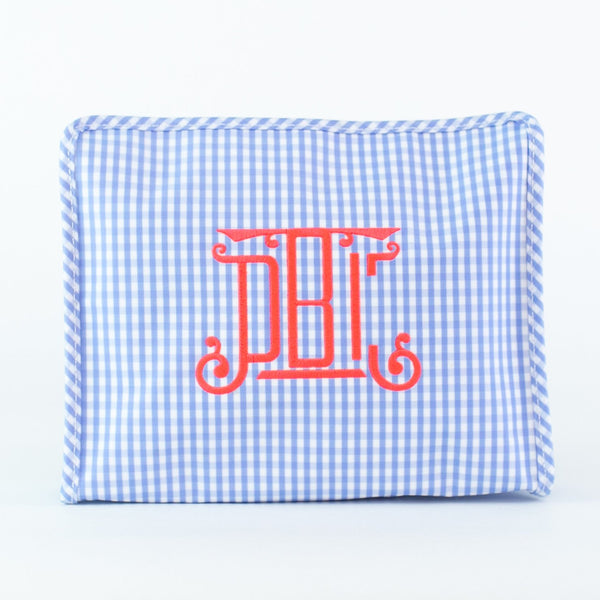 Light Blue Gingham Roadie Case - Monogrammed