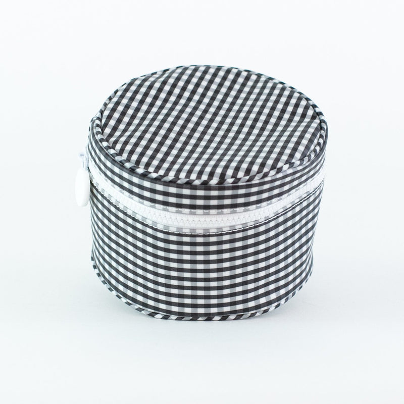 Monogrammed Gingham Jewelry Case - Black
