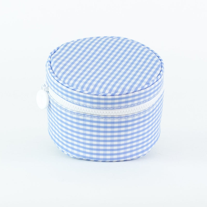 Monogrammed Gingham Jewelry Cases - Light Blue