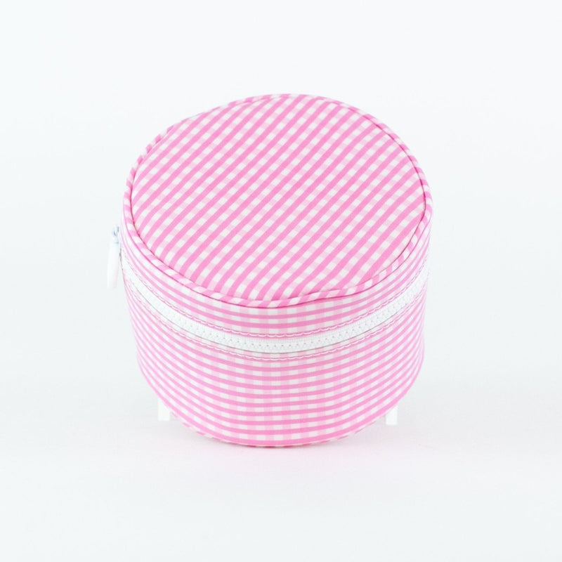 Monogrammed Gingham Jewelry Cases - Pink