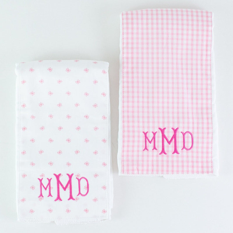 Monogrammed Burp Pad Set - Pink