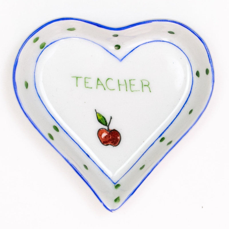 Hand painted porcelain Teacher Heart Dish