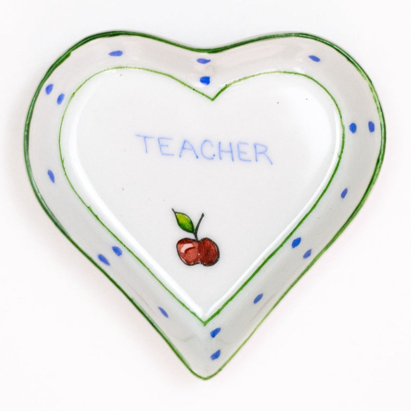 Hand painted porcelain Teacher Heart Dish