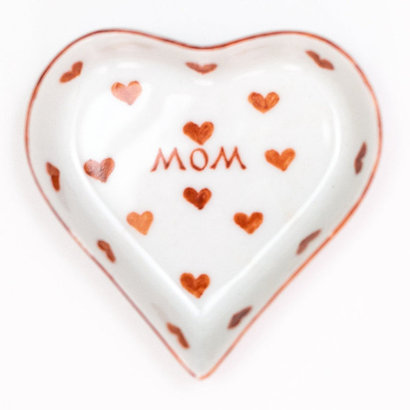 Hand painted porcelain Mom heart dish