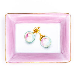 Hand painted Pearl Earrings Porcelain Dish - Pink