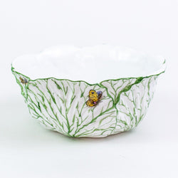 Hand-Painted Cabbage Leaf Bowl, 8.5 inch