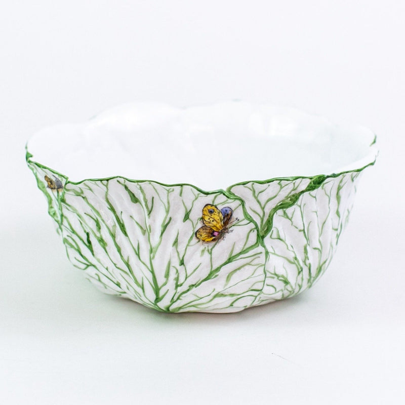 Hand-Painted Cabbage Leaf Bowl, 8.5 inch