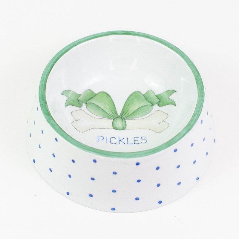 Hand painted porcelain dog bowl