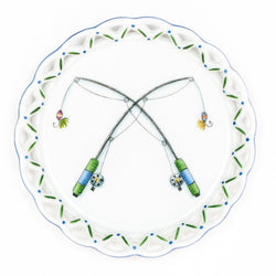Hand painted porcelain Fishing Rods Wine Coaster