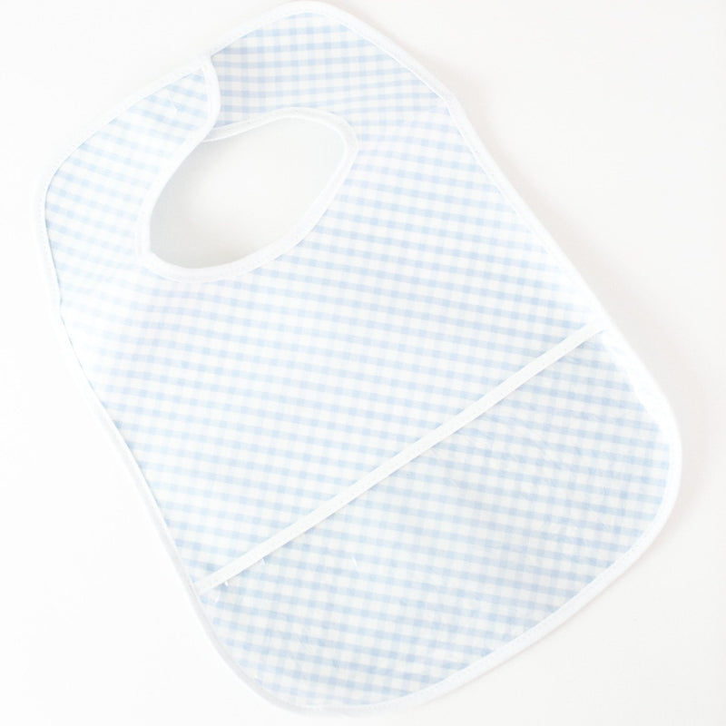 Laminated Bib - Blue Gingham - Personalized or Monogrammed