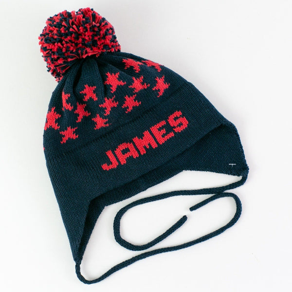 Knit Stars Earflap Hat - Personalized