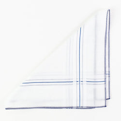 Men's Cotton Handkerchief - Monogram - White/Navy