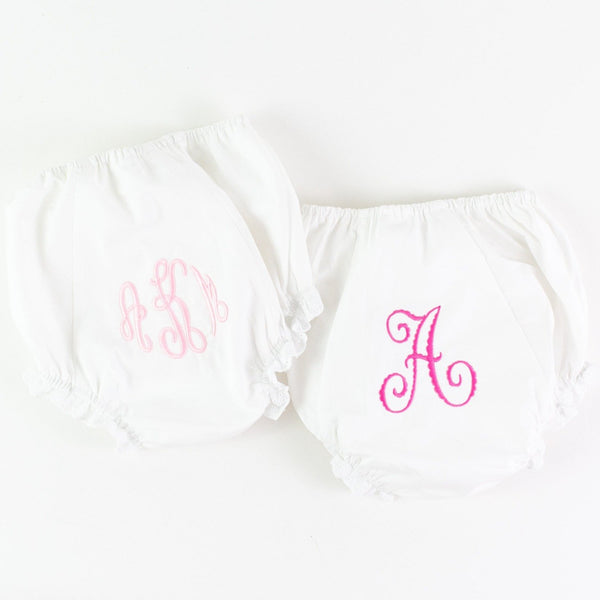 Monogrammed White Ruffle Bloomers