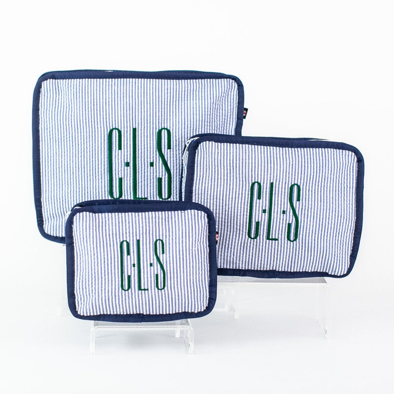 Monogrammed Seersucker Stacking Set Travel Luggage Packing Gift