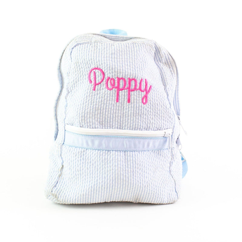 big pony seersucker mini backpack Small Seersucker Children's Backpack – The Monogrammed Home