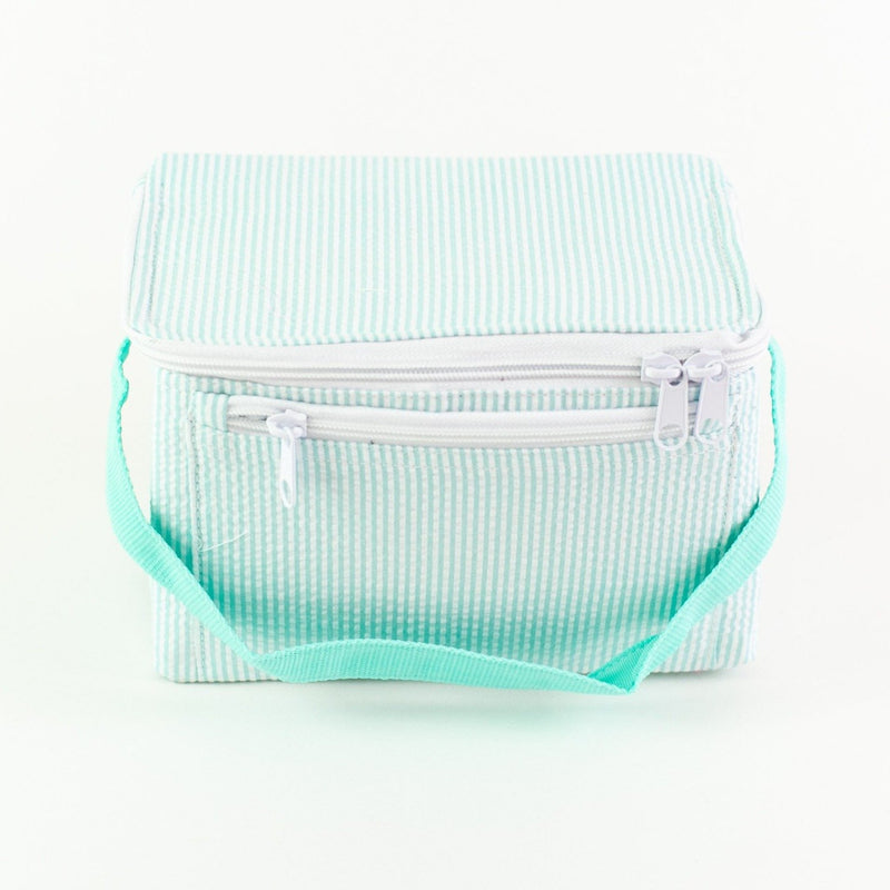 Rectangular Lunch Box - Mint Seersucker - Monogram or Personalized