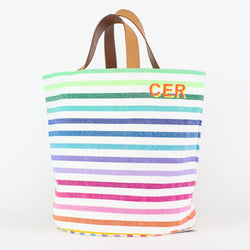 Striped Market Bag - Monogrammed or Personalized - El Roberto (rainbow)