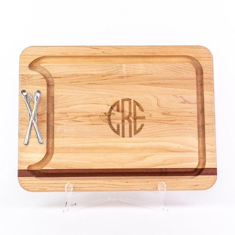 Single Handle Appetizer Board - Maple/Mahogany - Monogram