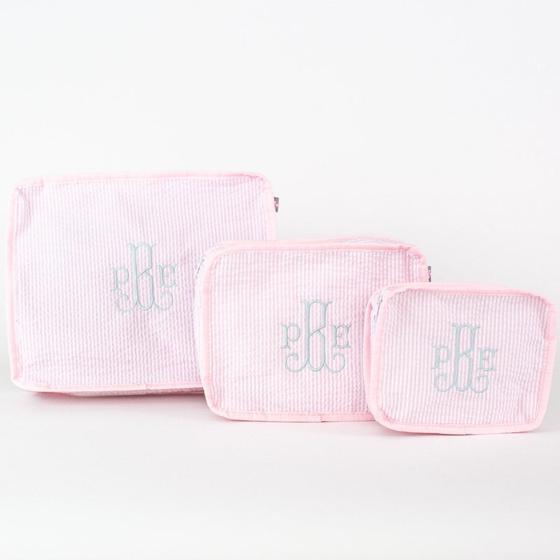 3-piece Stacking Set, Seersucker, Monogrammed, Pink