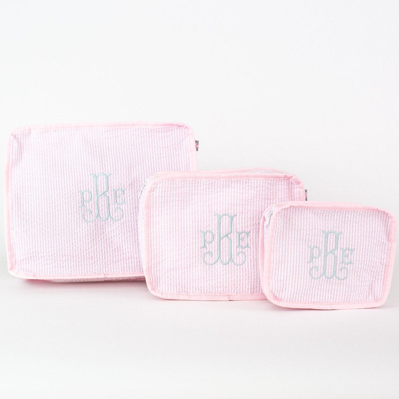 3-piece Stacking Set, Seersucker, Monogrammed, Pink