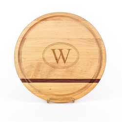 12" Wooden Circle Cheese Board with Monogram