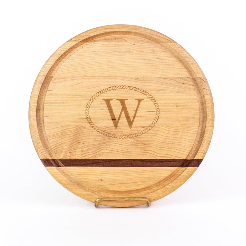 12" Wooden Circle Cheese Board with Monogram