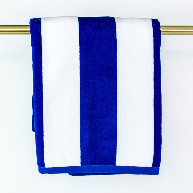 Velour Stripe Beach Towel - Monogrammed or Personalized - Royal
