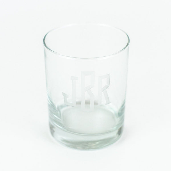 Round double old fashioned monogram glass
