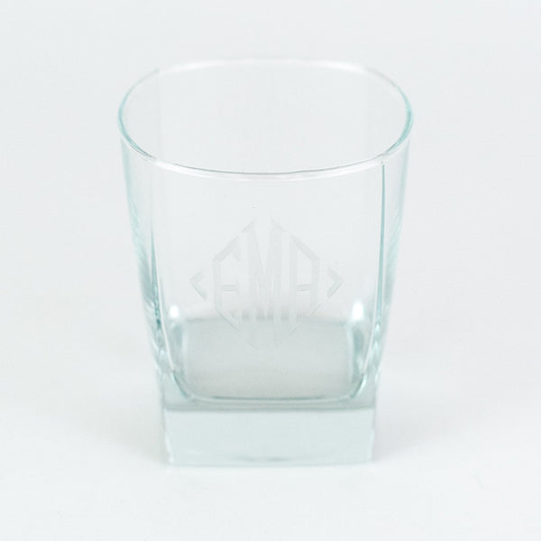 Square old fashioned rocks glass - Monogrammed