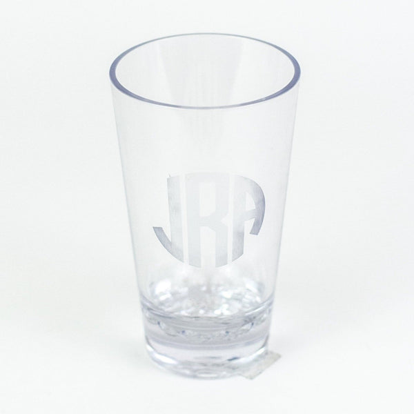 Monogrammed Etched Acrylic 16 oz. Pint Glasses