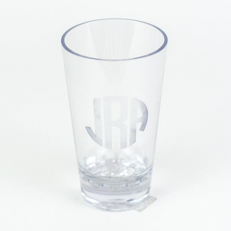 Monogrammed Etched Acrylic 16 oz. Pint Glasses