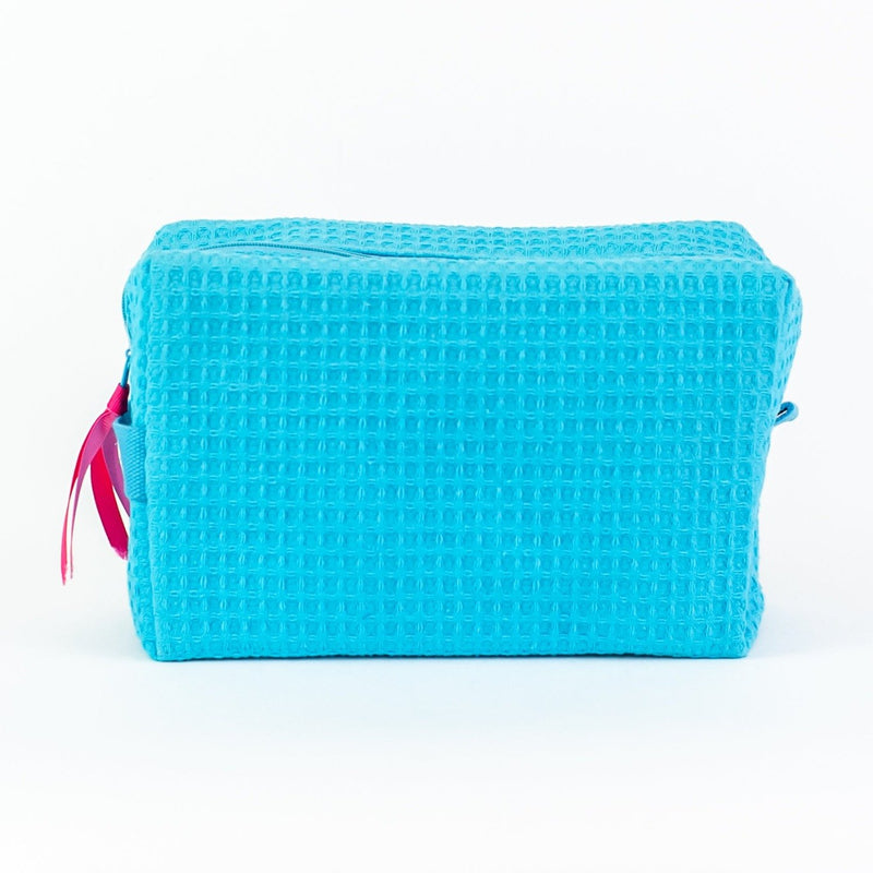 Large Waffle Cosmetic Bag - Monogrammed - Trop Blue