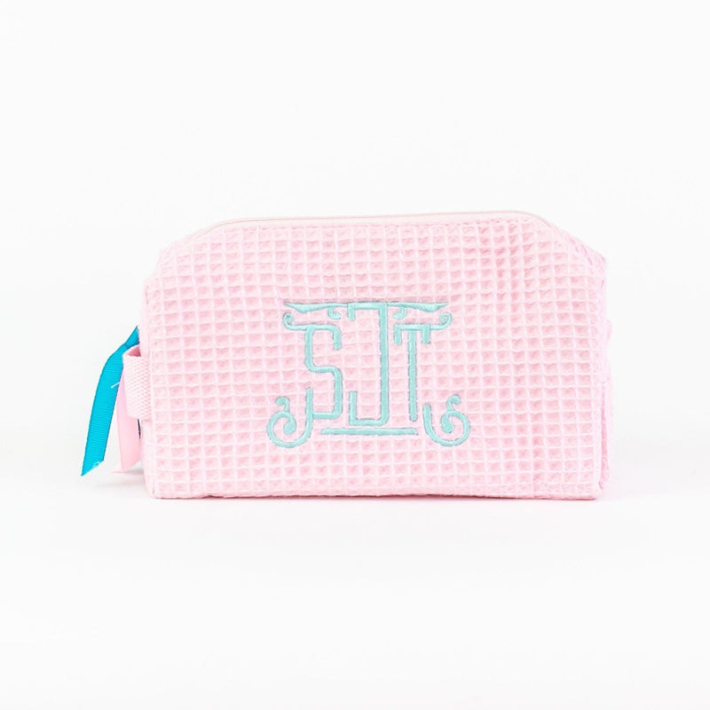Small Waffle Travel Bag - Monogrammed - Light Pink