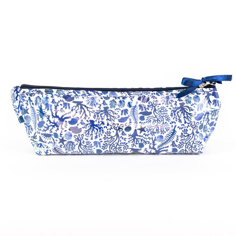 Blue Seashells Coated Travel Bag - long brush