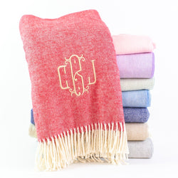 Monogrammed Herringbone Throw Blanket - Available in Many Colors