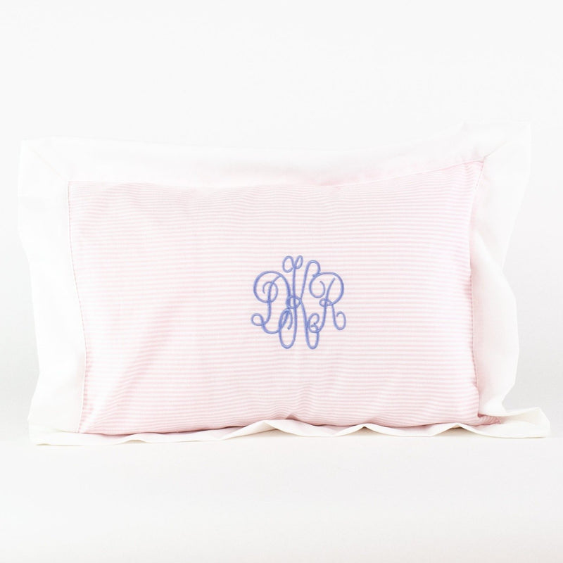 Seersucker Boudoir Pillow - Pink Seersucker - Monogrammed